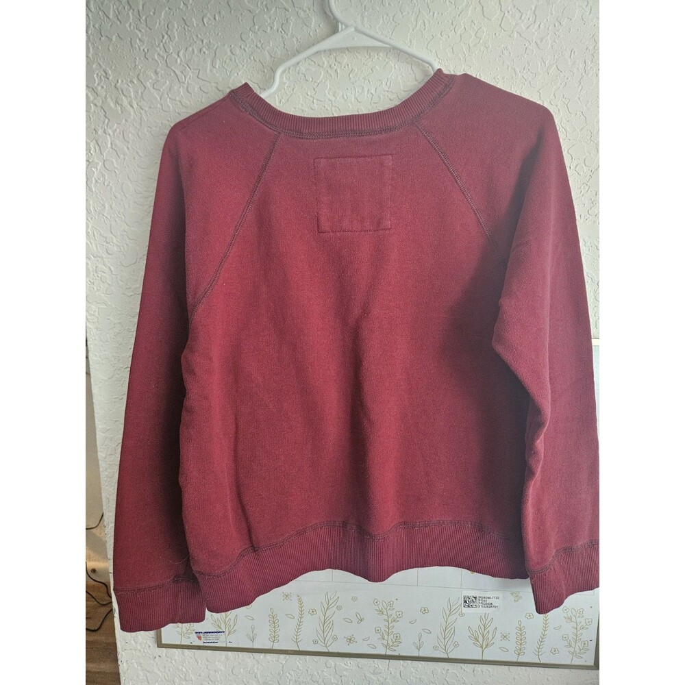 Hollister Women's Crewneck Pullover Sweatshirt Logo Graphic Fleece Burgundy S - Picture 3 of 3